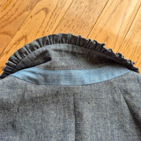 J.Crew REGENT Chambray Blazer Blue Ruffle 10 - Picture 6 of 15